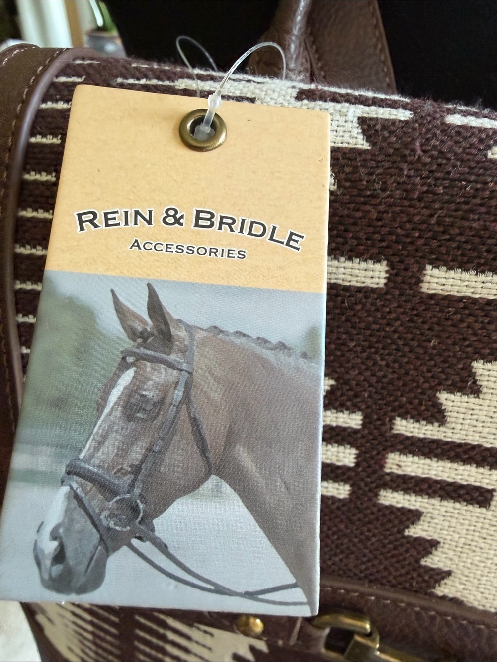 Brown & Cream Patterned Canvas Backpack - Picture 4 of 4